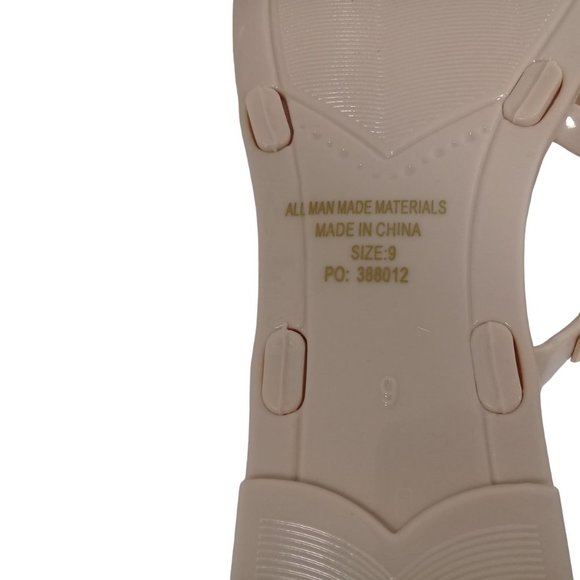 Charlotte Women's NEW Shine Beige Gold Studded Jelly Slip-On Flat Strap Sandal 9 - Picture 9 of 11